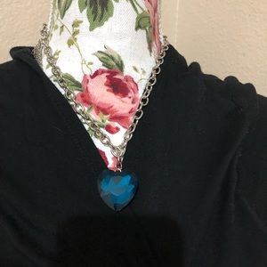 Blue Crystal chocker with silver chain